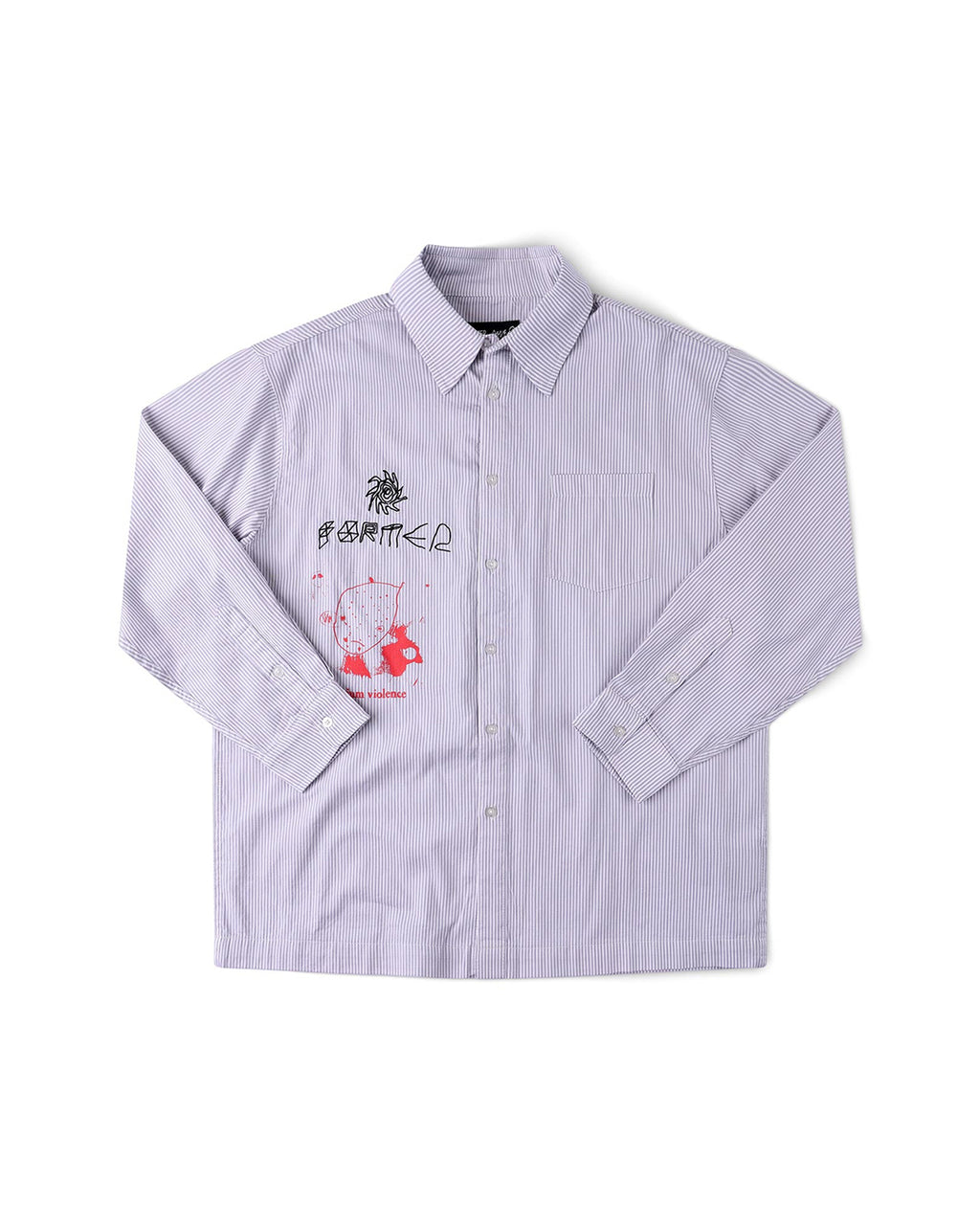 DXD Reynolds Stripe Long Sleeve Shirt - Grey