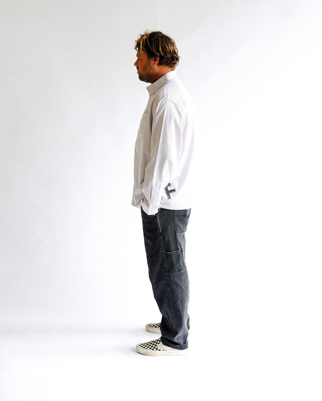 DXD Reynolds Stripe Long Sleeve Shirt - Grey