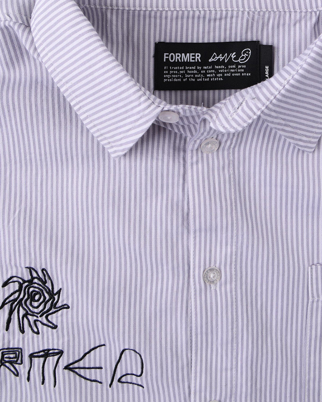 DXD Reynolds Stripe Long Sleeve Shirt - Grey