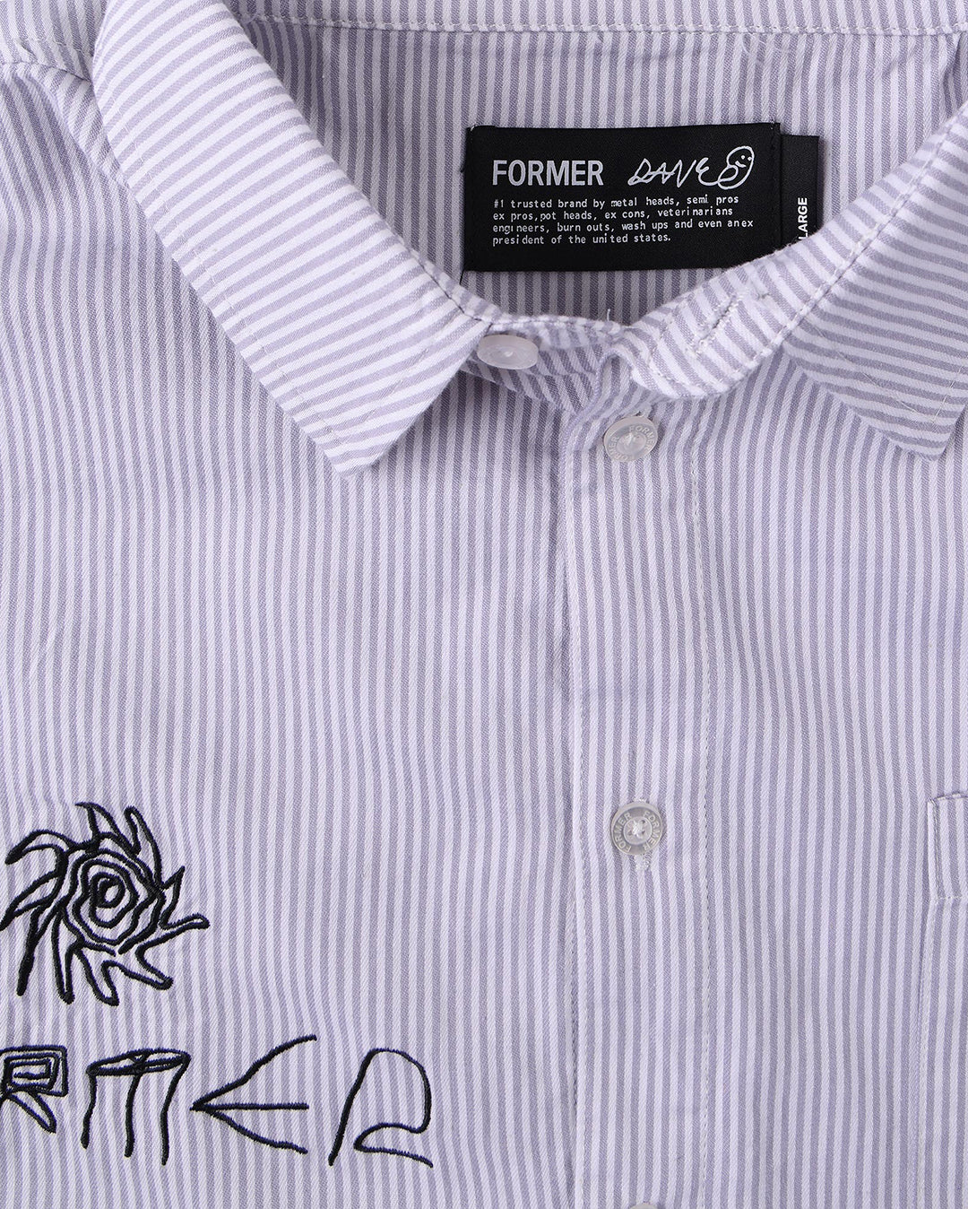 DXD Reynolds Stripe Long Sleeve Shirt - Grey