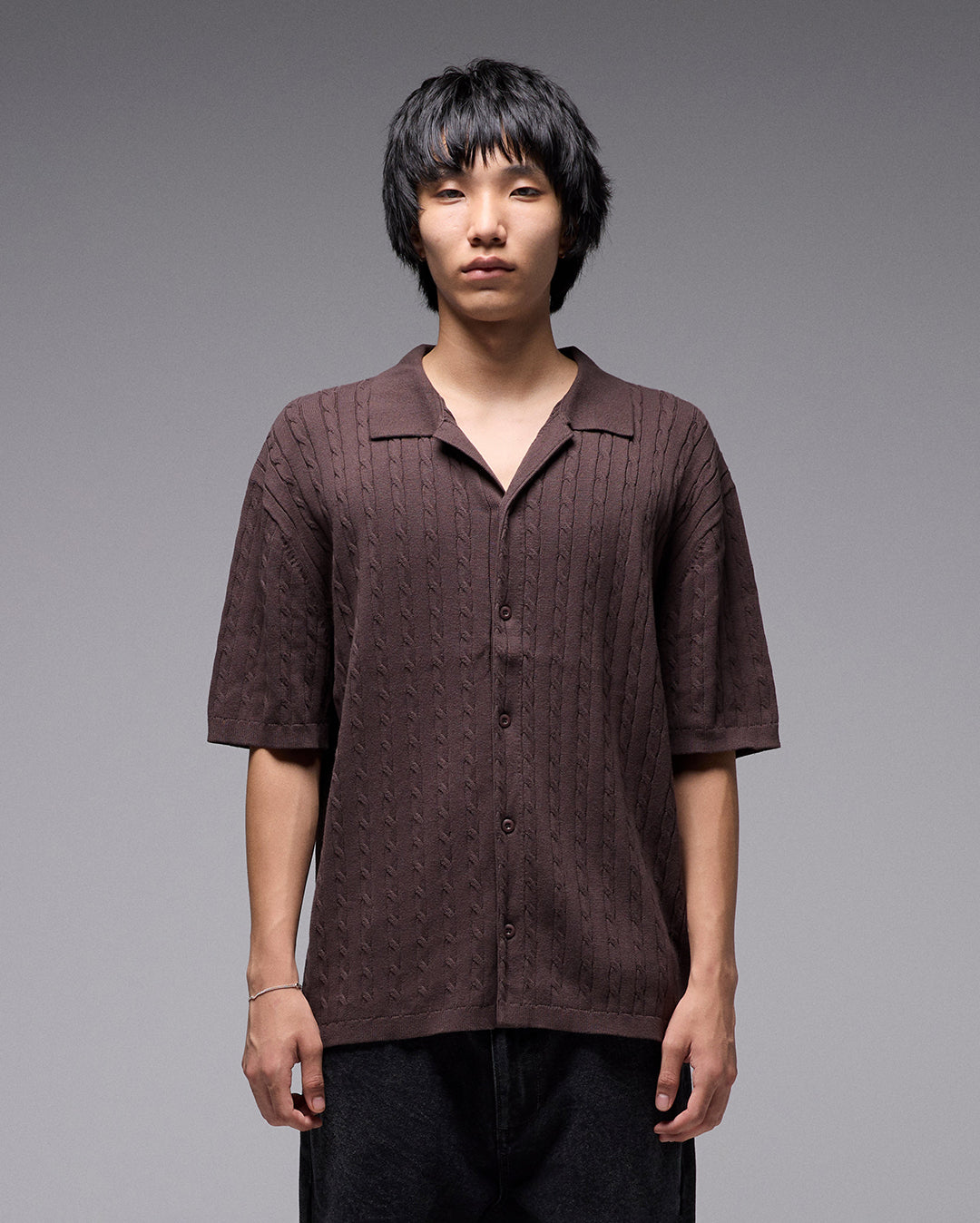 Marilyn Cable Knit Shirt - Chocolate