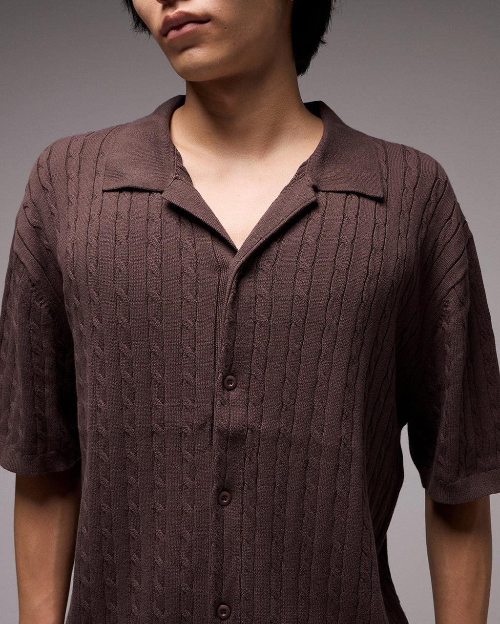 Marilyn Cable Knit Shirt - Chocolate
