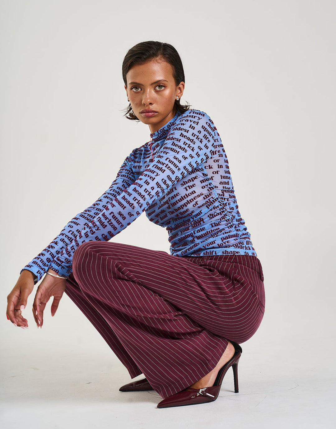 Long Sleeve Ruched Top - Fortune Teller