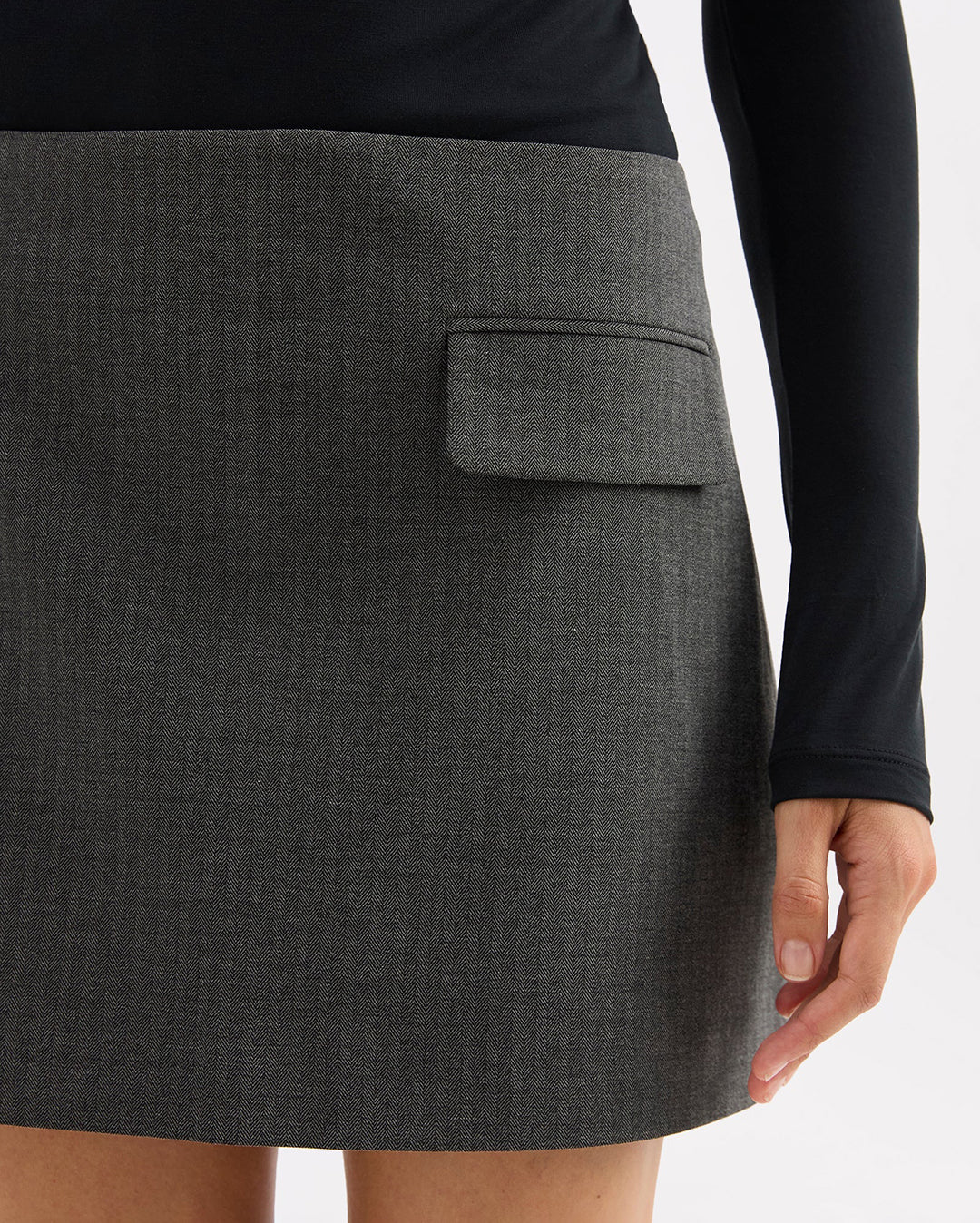 Fosca Mini Skirt - Charcoal - Nude Lucy