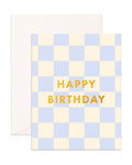 Birthday Powder Check Card - Blue Check - Fox & Fallow