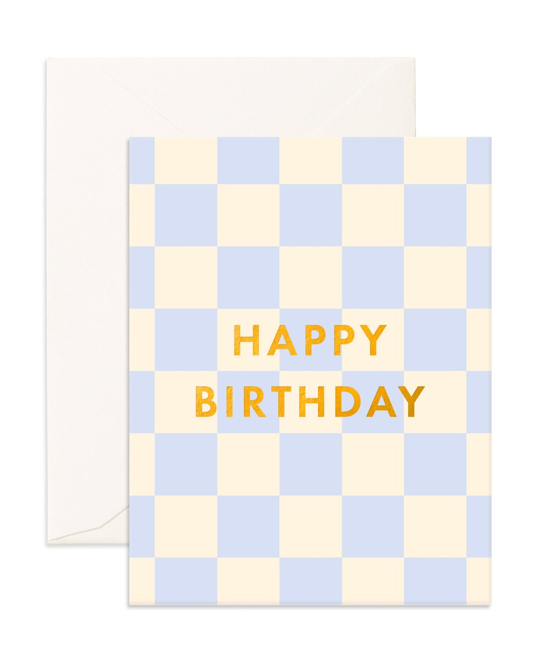 Birthday Powder Check Card - Blue Check - Fox & Fallow