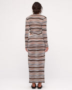Gathered Long Sleeve Knit Top - Black Stripe - Zulu and Zephyr