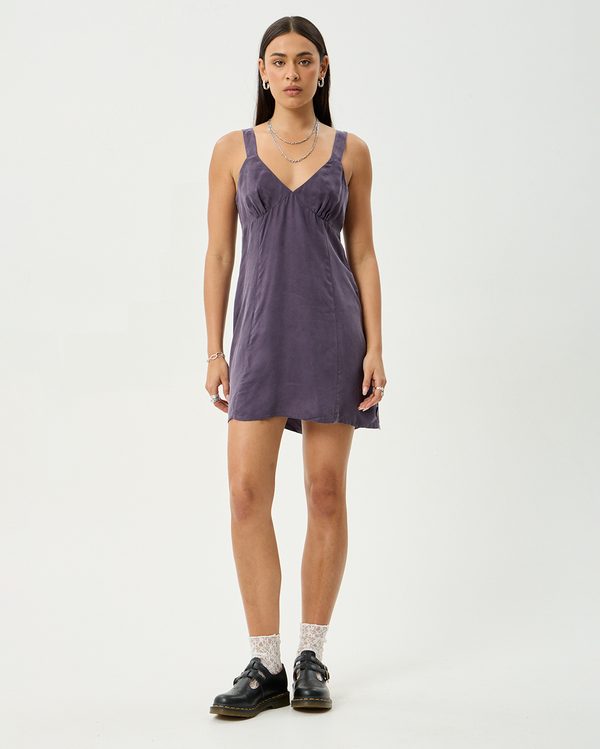 Gerry - Cupro Mini Dress - Aubergine - Afends