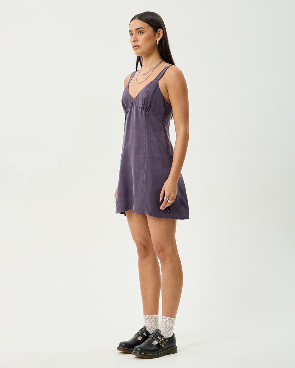 Gerry - Cupro Mini Dress - Aubergine - Afends