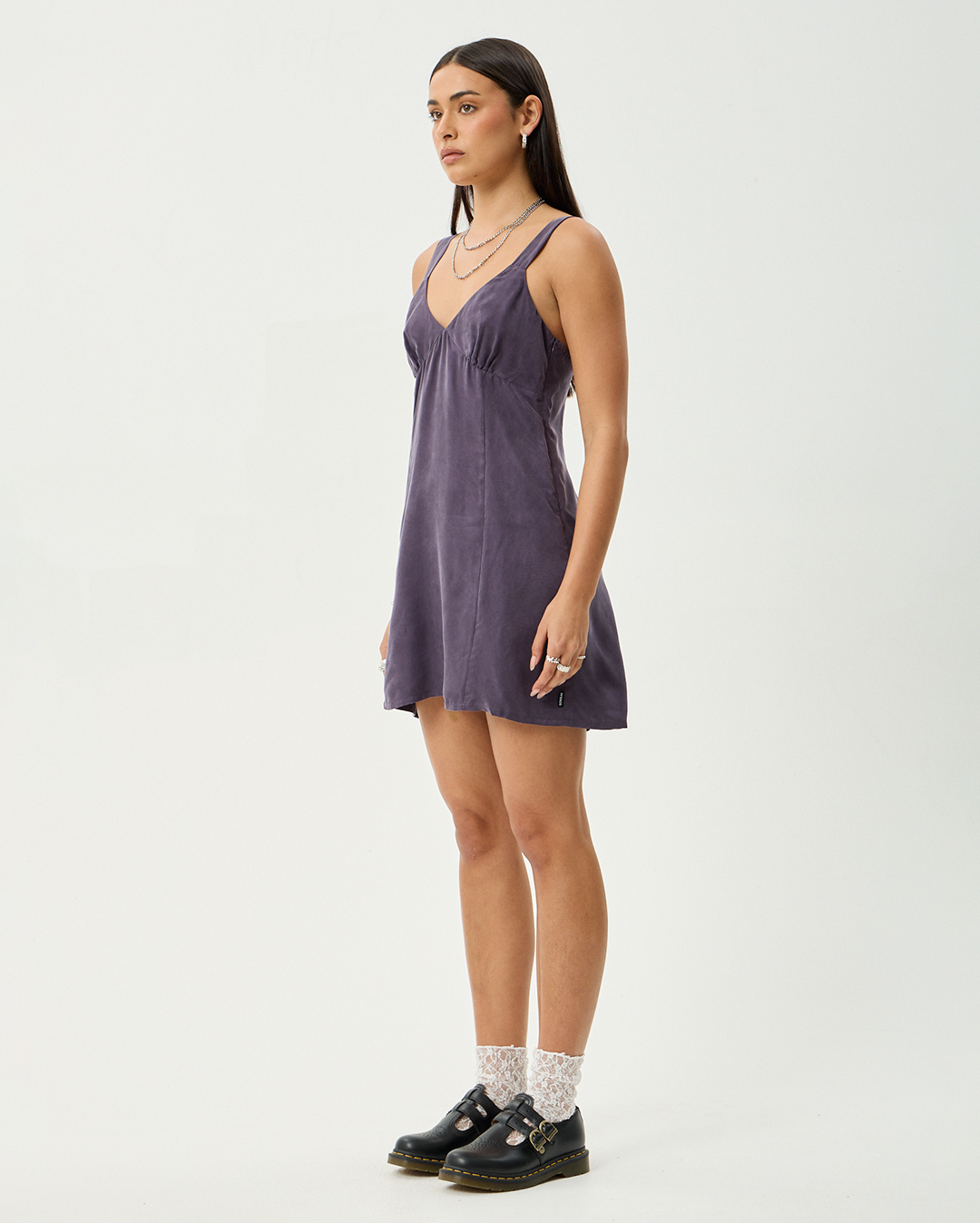 Gerry - Cupro Mini Dress - Aubergine - Afends