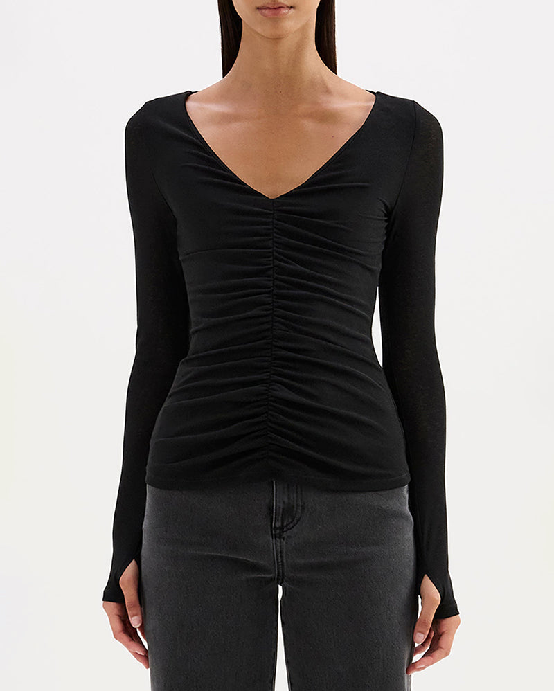 Gigi Mesh Top - Black - Nude Lucy