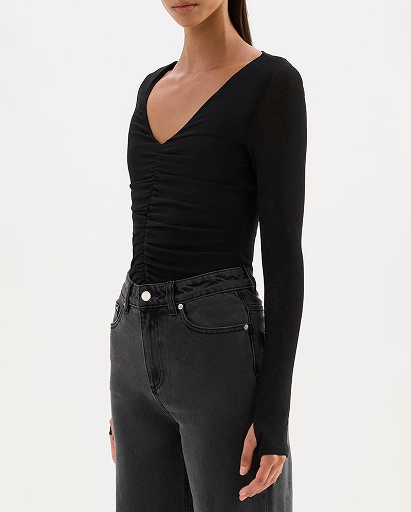 Gigi Mesh Top - Black - Nude Lucy