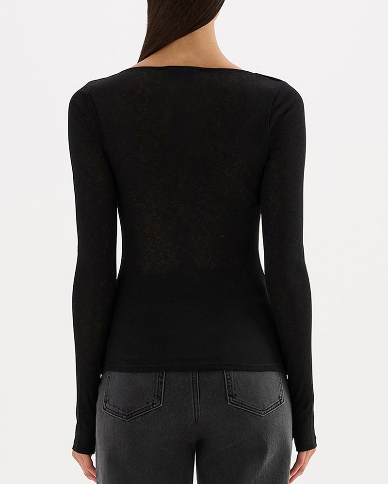 Gigi Mesh Top - Black - Nude Lucy