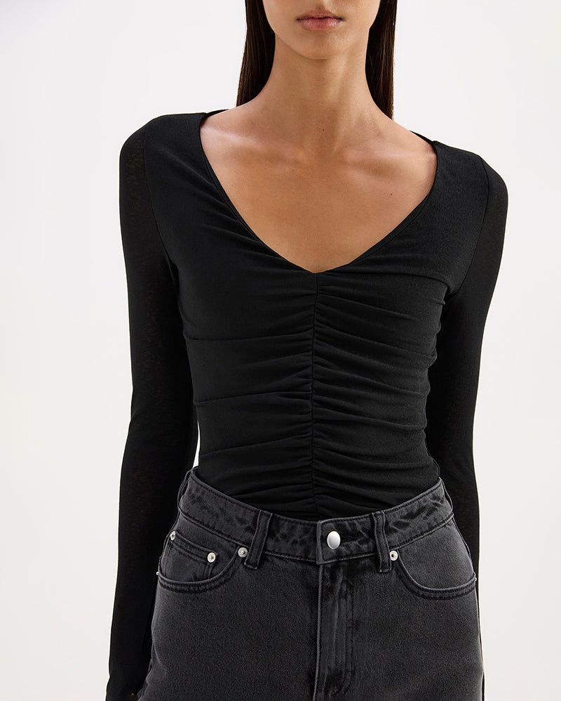 Gigi Mesh Top - Black - Nude Lucy