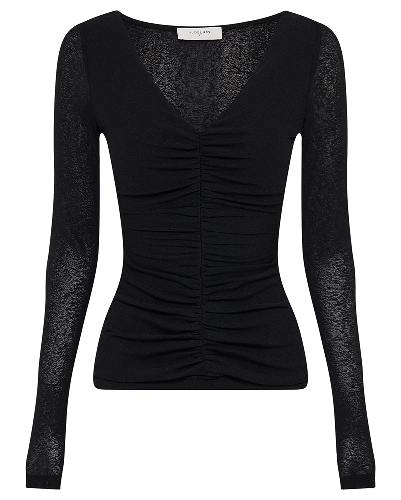 Gigi Mesh Top - Black - Nude Lucy