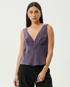 Giselle - Cupro Sleeveless Top - Aubergine - Afends