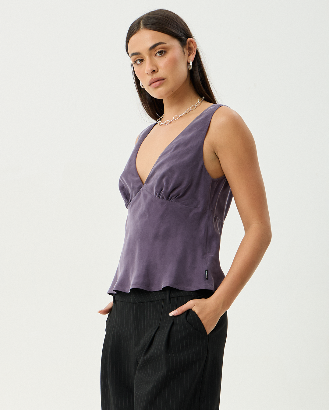Giselle - Cupro Sleeveless Top - Aubergine - Afends