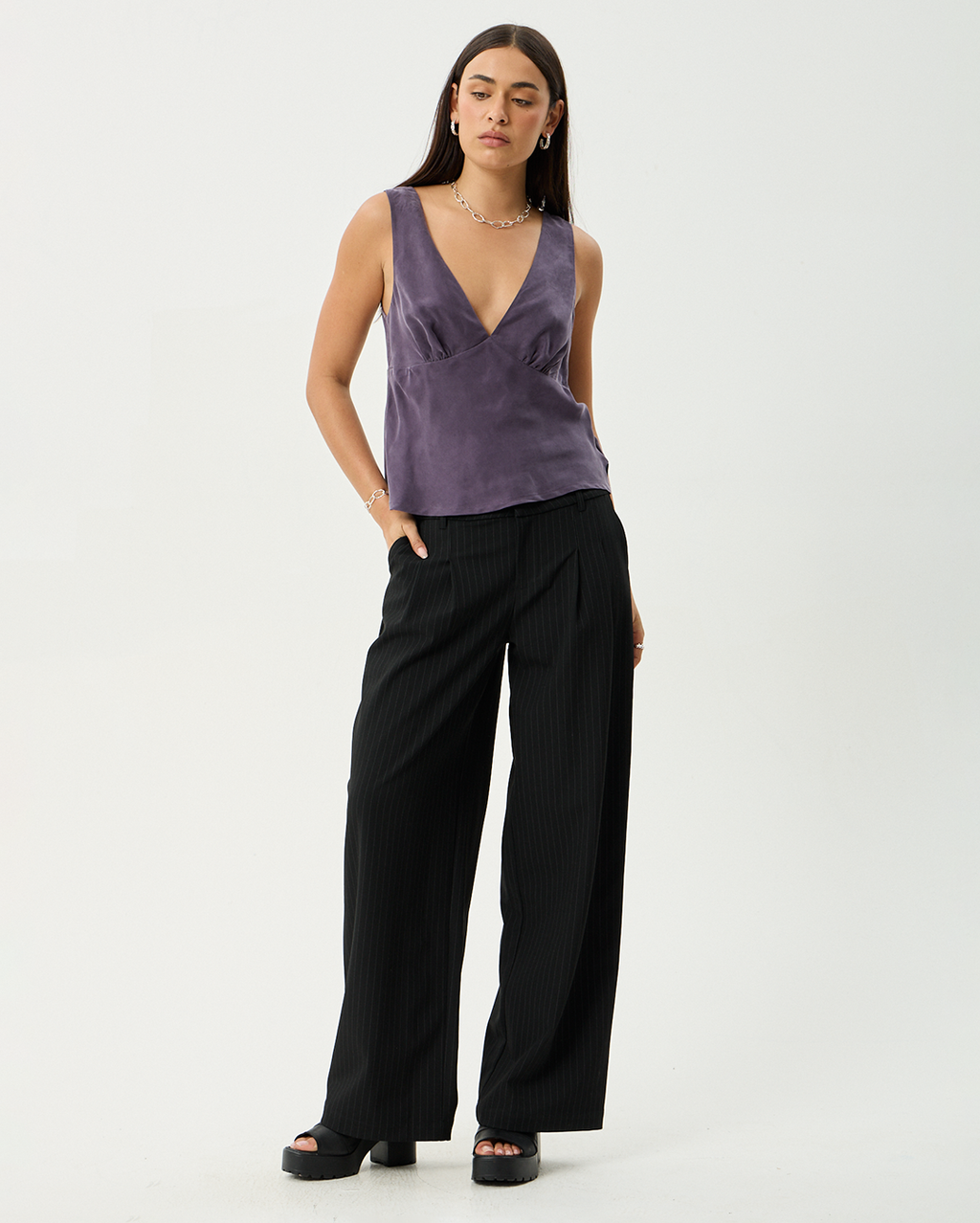 Giselle - Cupro Sleeveless Top - Aubergine - Afends