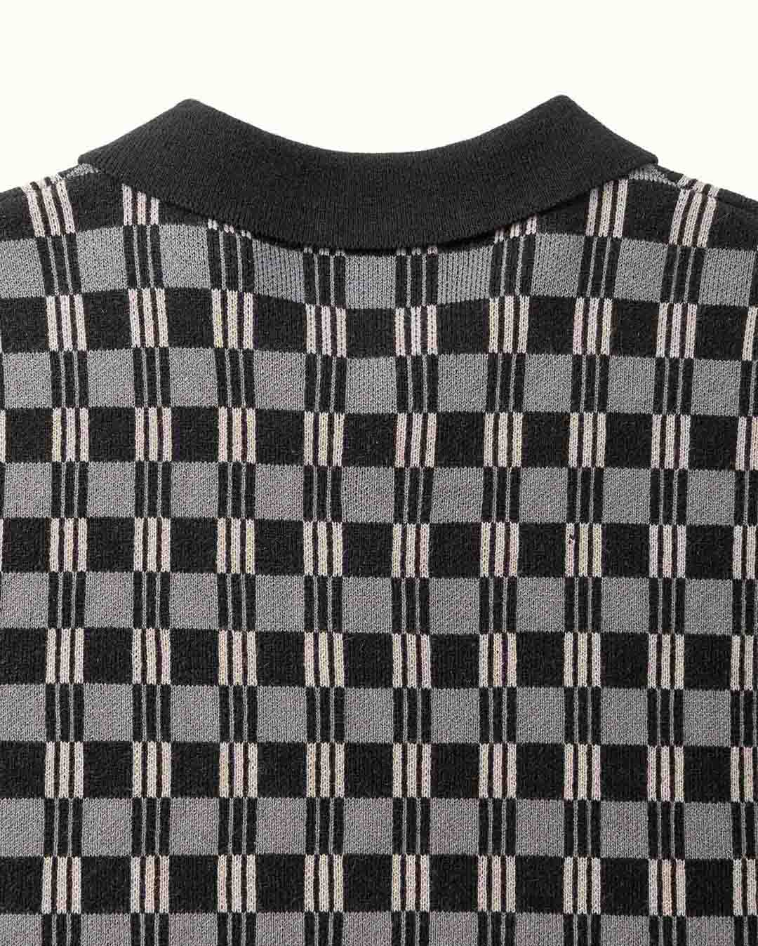 Gold Label Flint Jacquard Polo - Black - Walker Golf Things