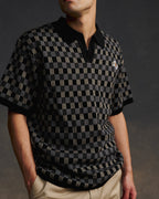 Gold Label Flint Jacquard Polo - Black - Walker Golf Things