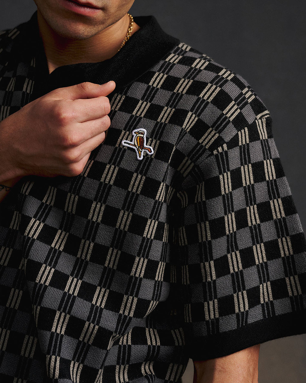 Gold Label Flint Jacquard Polo - Black - Walker Golf Things