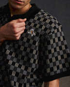 Gold Label Flint Jacquard Polo - Black - Walker Golf Things