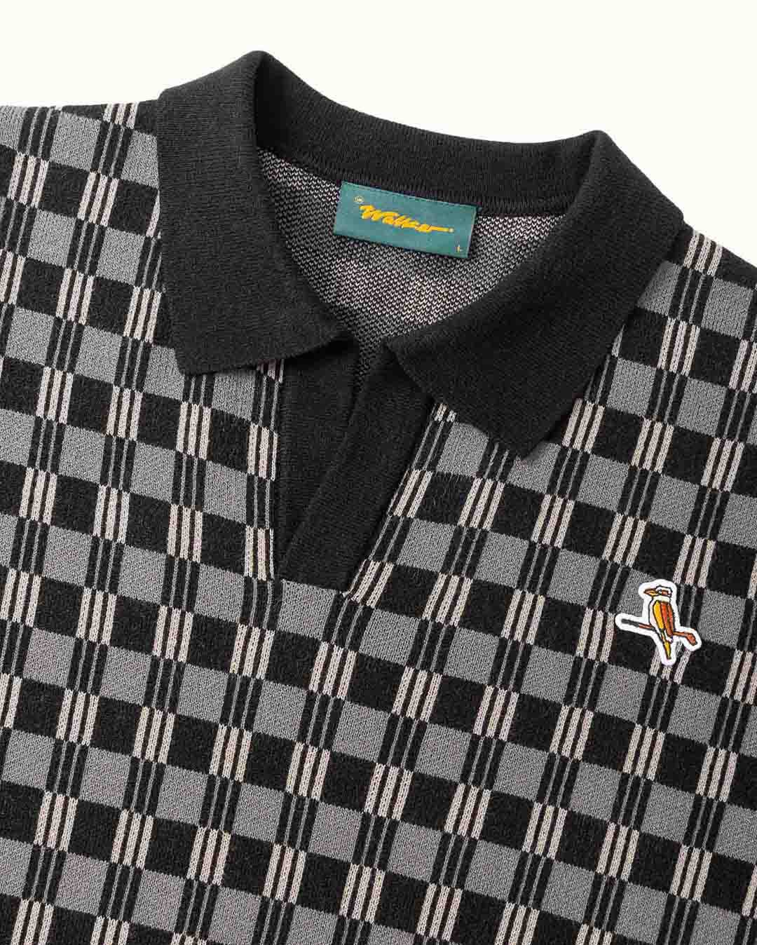 Gold Label Flint Jacquard Polo - Black - Walker Golf Things