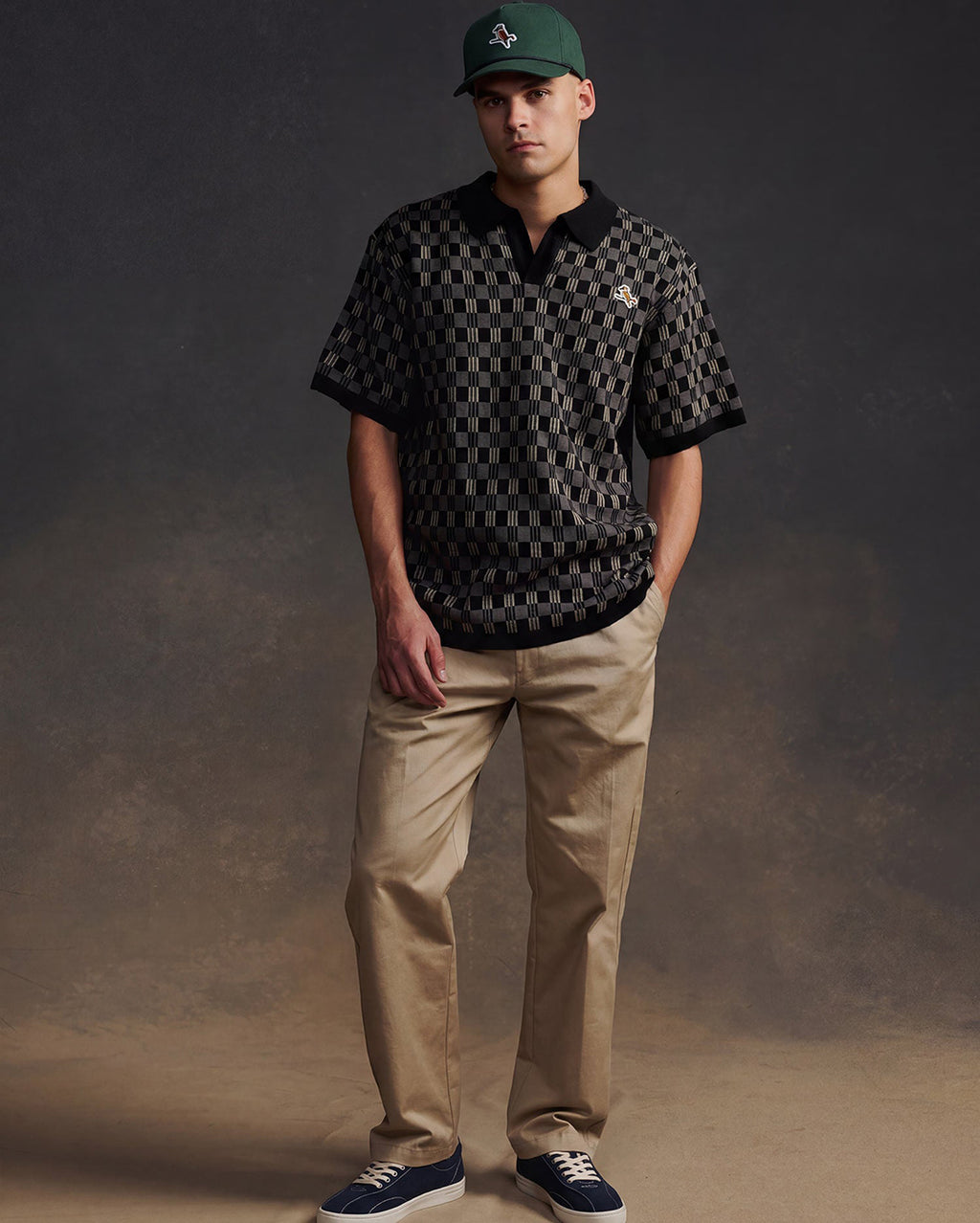 Gold Label Flint Jacquard Polo - Black - Walker Golf Things