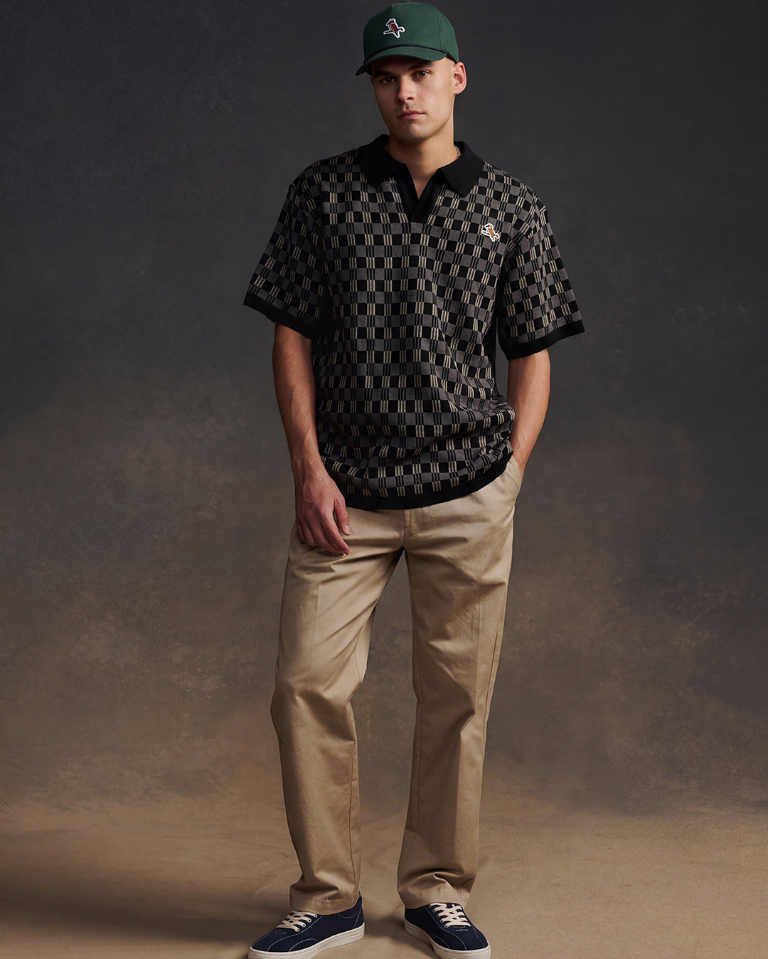 Gold Label Flint Jacquard Polo - Black - Walker Golf Things