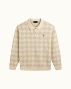 Gold Label Turncheck LS Polo - Ivory - Walker Golf Things
