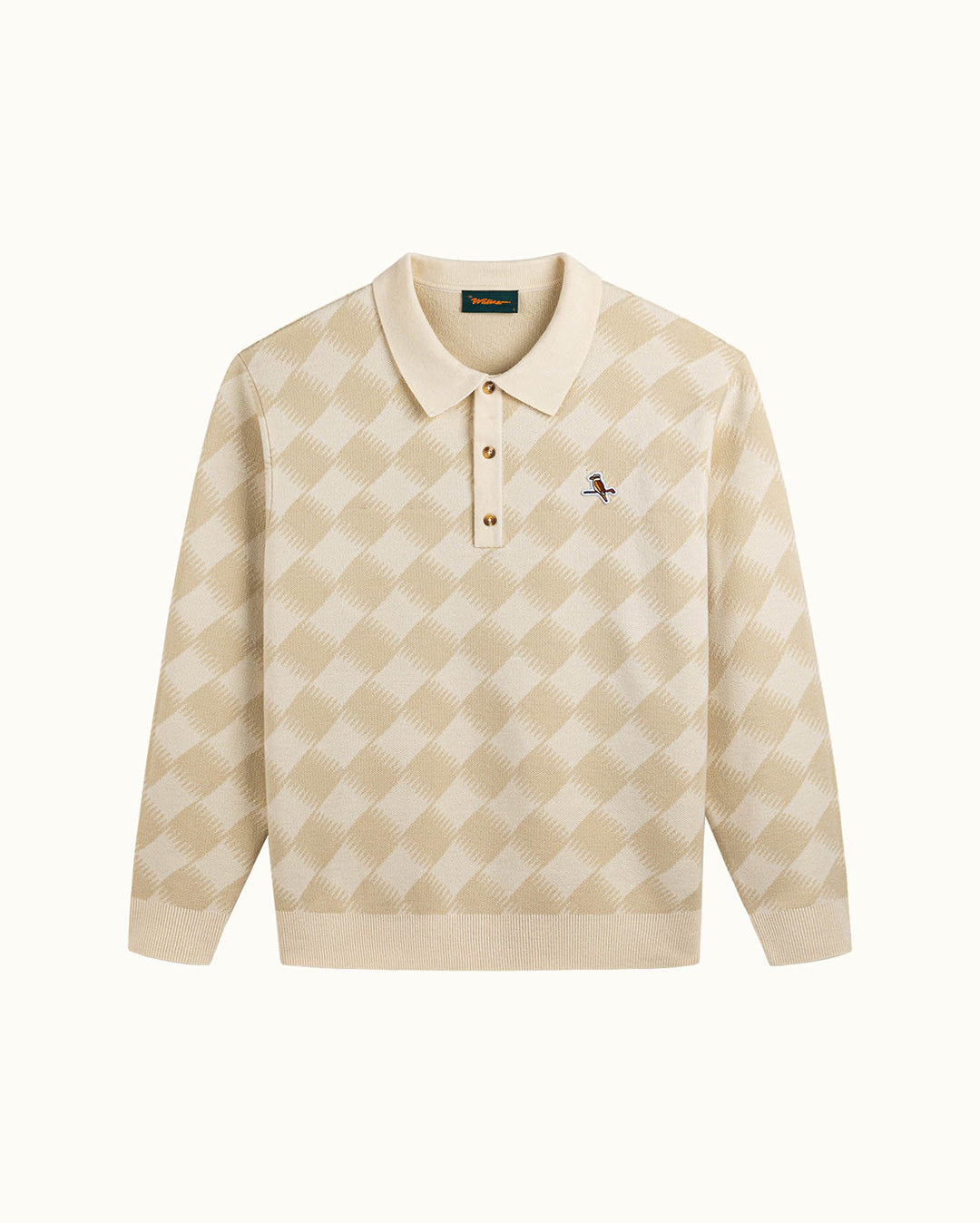Gold Label Turncheck LS Polo - Ivory - Walker Golf Things