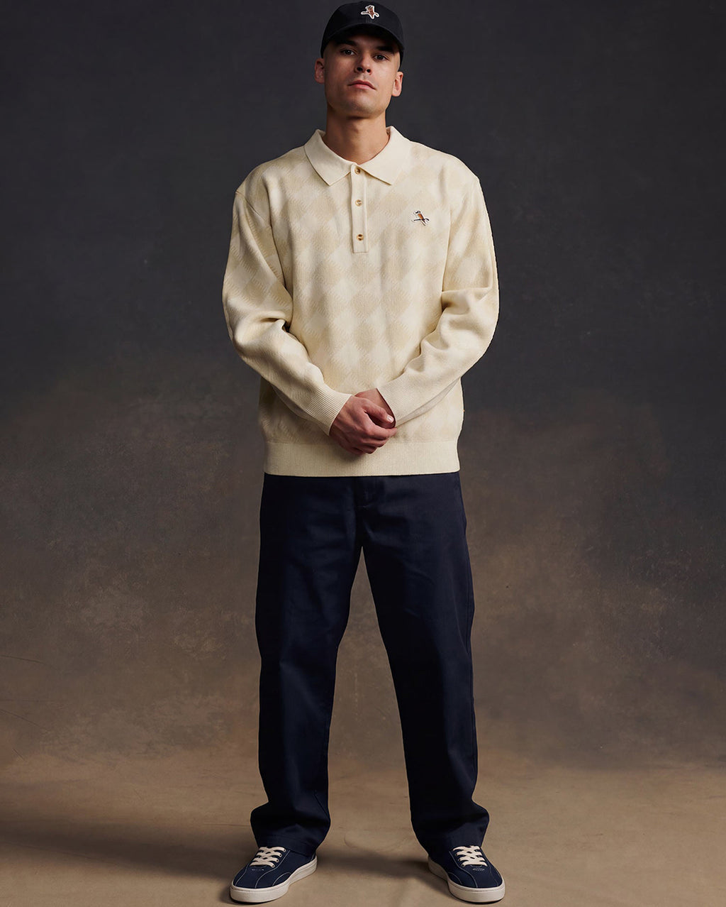 Gold Label Turncheck LS Polo - Ivory - Walker Golf Things