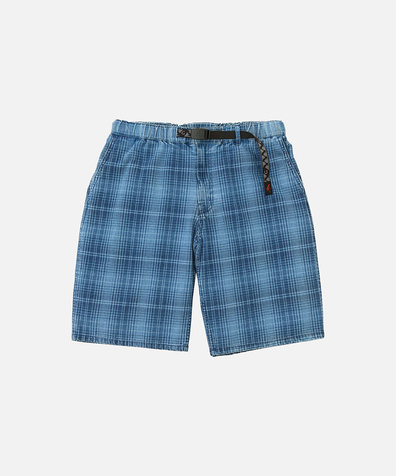 Gramicci Lagoon Denim Plaid Shorts - Indigo Checkered Plaid | Wally NZ