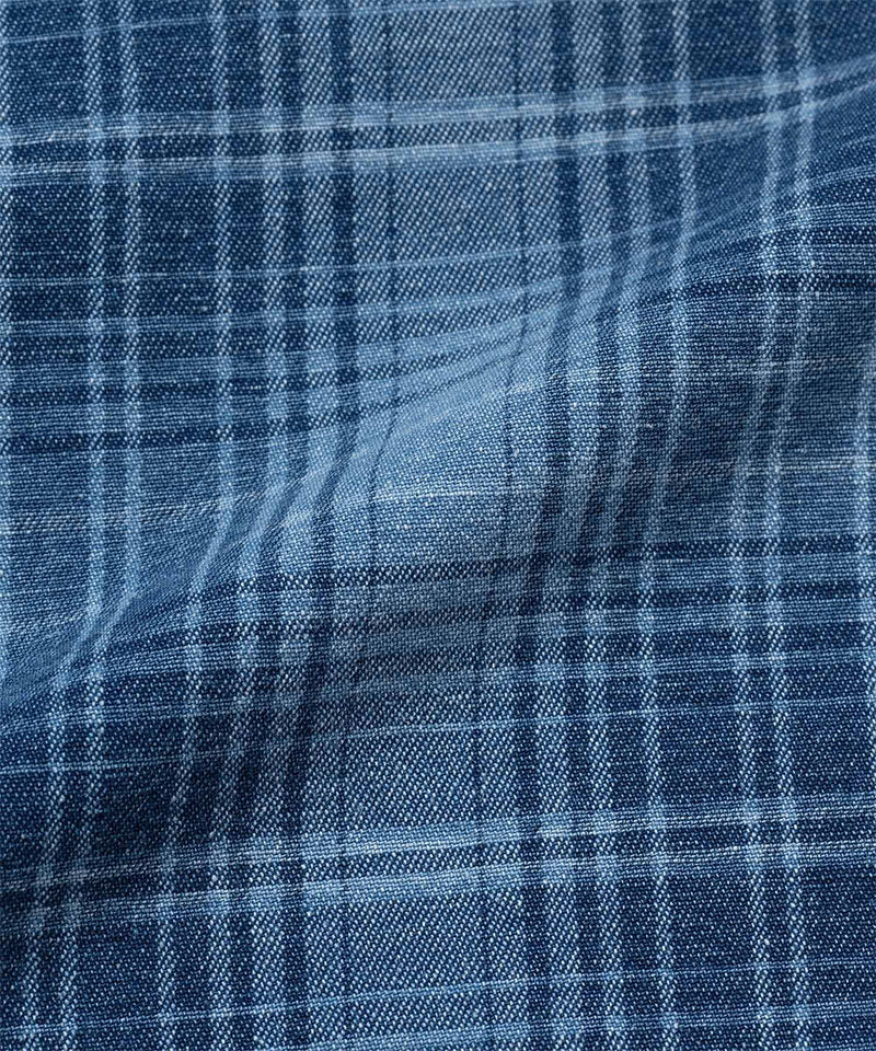 Lagoon Denim Plaid Shorts - Indigo Checkered Plaid - Gramicci