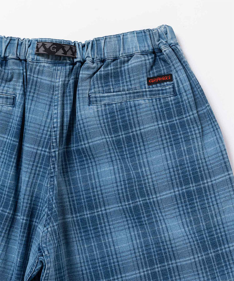 Lagoon Denim Plaid Shorts - Indigo Checkered Plaid - Gramicci