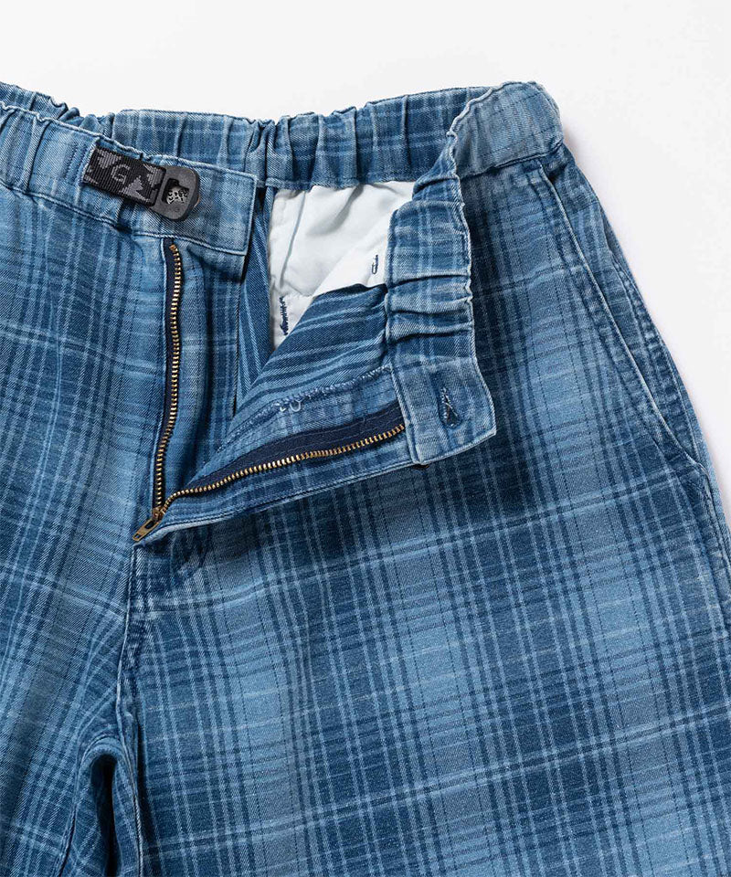 Lagoon Denim Plaid Shorts - Indigo Checkered Plaid - Gramicci