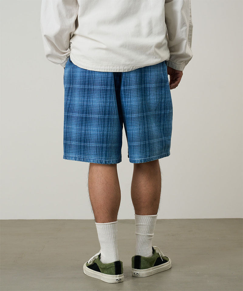 Lagoon Denim Plaid Shorts - Indigo Checkered Plaid - Gramicci