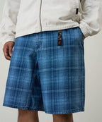 Lagoon Denim Plaid Shorts - Indigo Checkered Plaid - Gramicci