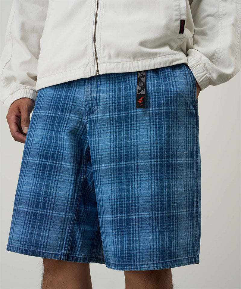 Lagoon Denim Plaid Shorts - Indigo Checkered Plaid - Gramicci