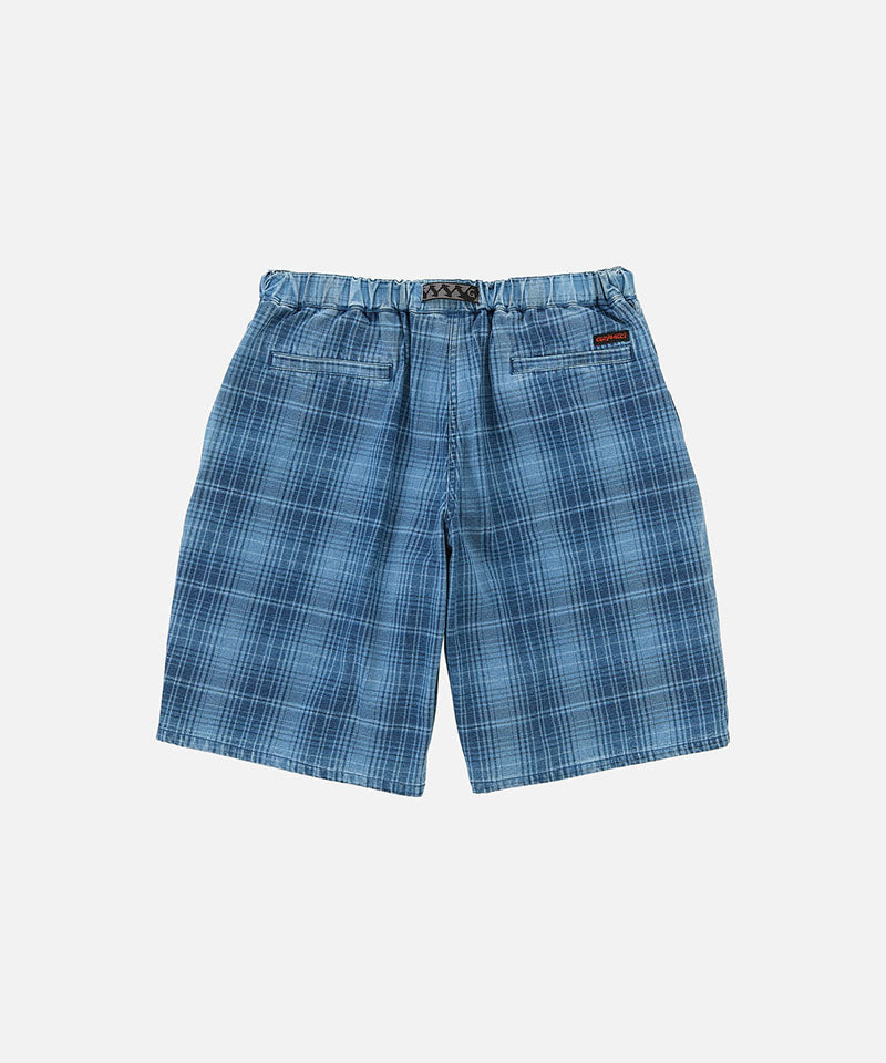Lagoon Denim Plaid Shorts - Indigo Checkered Plaid - Gramicci