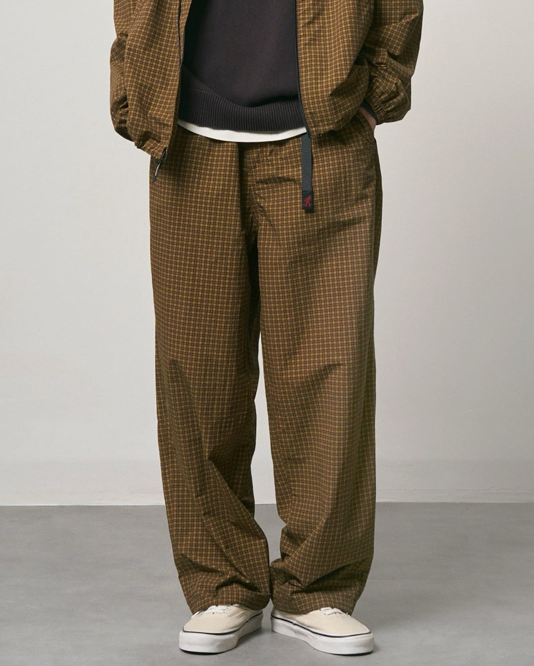 Mini Check Nylon Pant - Brown Check 1