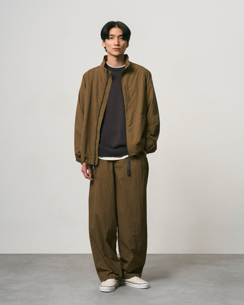 Mini Check Nylon Pant - Brown Check 2