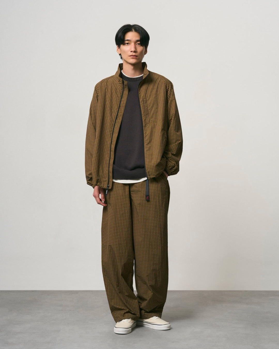 Mini Check Nylon Pant - Brown Check 2