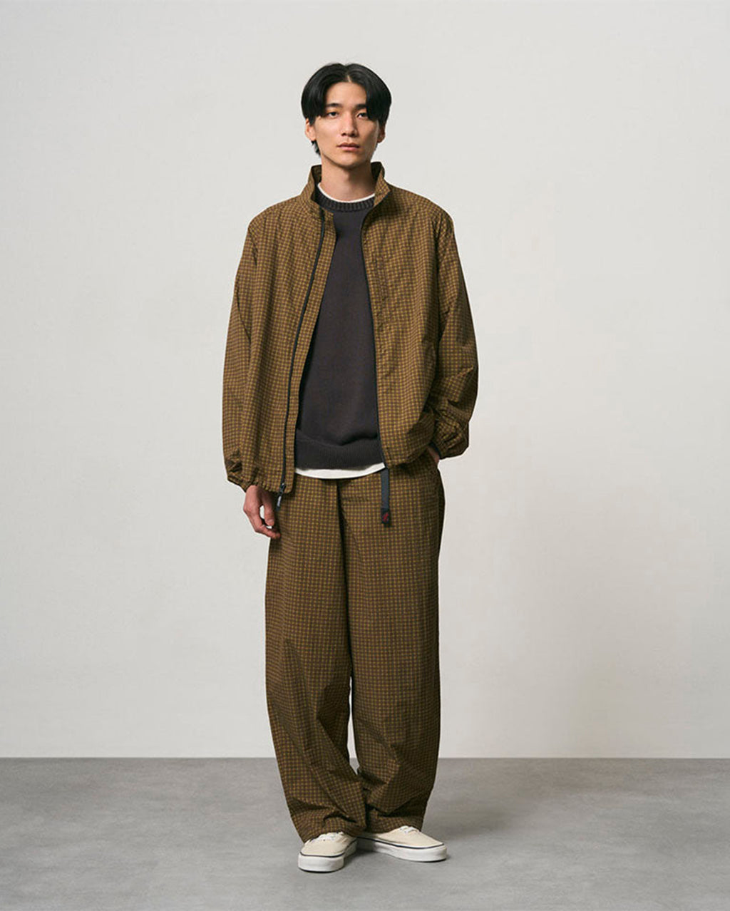 Mini Check Nylon Pant - Brown Check 2