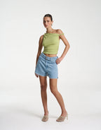 Denim Belt Shorts - Sky Blue Denim by Summi Summi - view 3