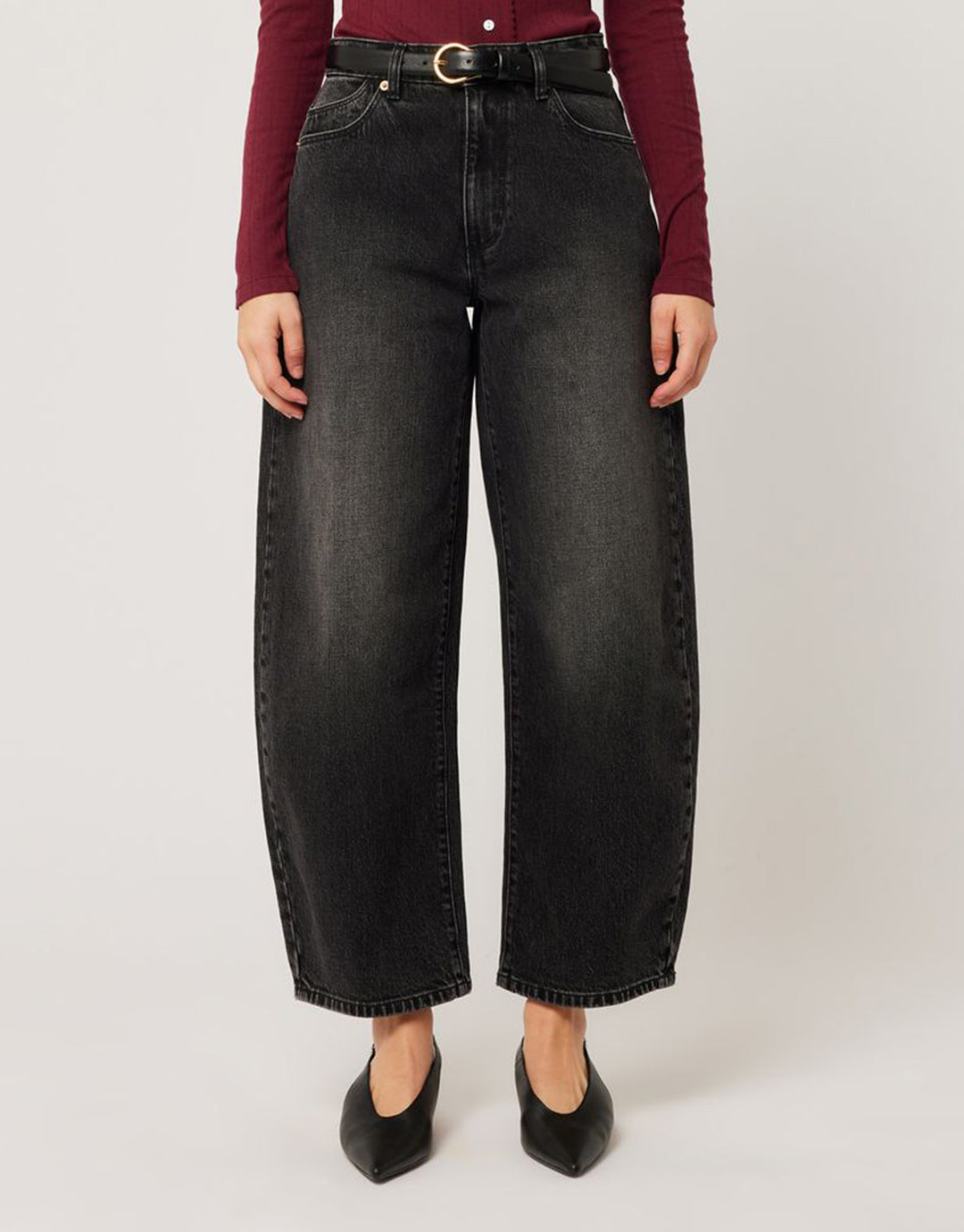 Gigi Barrel Denim Jeans - 80s Black