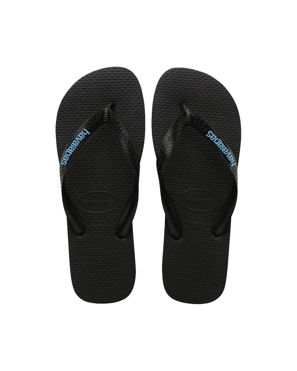 Rubber Logo Jandals - Black/Blue - Havaianas