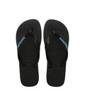 Rubber Logo Jandals - Black/Blue - Havaianas