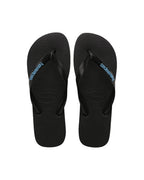 Rubber Logo Jandals - Black/Blue - Havaianas