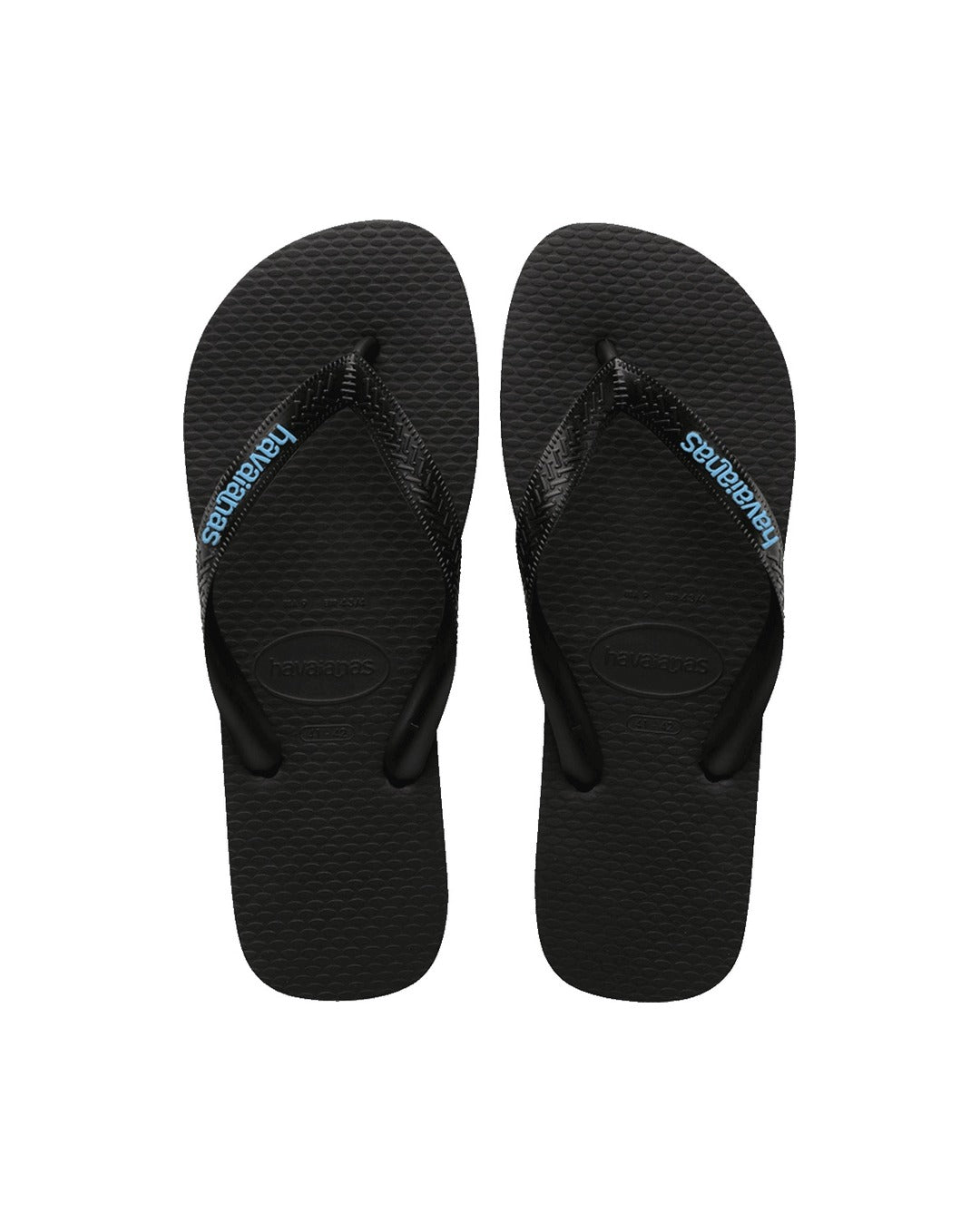 Rubber Logo Jandals - Black/Blue - Havaianas